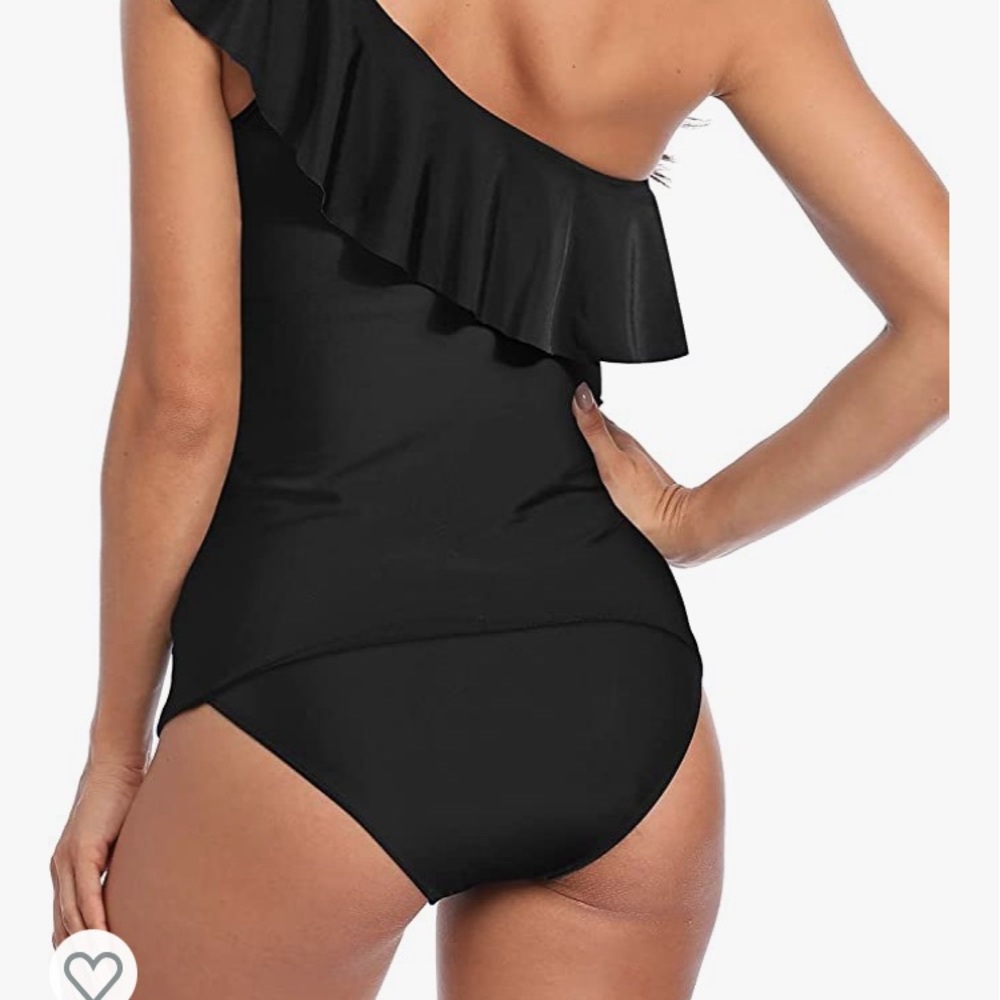 Navy one sleeved swimsuit (2 piece) only top